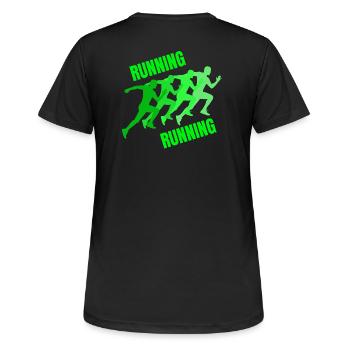 running, jogging, footing, course à pied, trail - T-shirt respirant Femme - noir - Dos - AI Model Female 172 light (172cm)