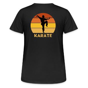 Karate, Karate-Fan, mach Karate - Frauen T-Shirt atmungsaktiv - Schwarz - Hinten - AI Model Female 172 light (172cm)