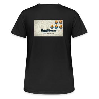 FireEgg Games Team - Women's Breathable T-Shirt - black - Back - AI Model Female 172 light (172cm)