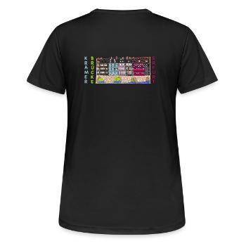 Erfurt, Krämerbrücke, Wahrzeichen Deutschland - Frauen T-Shirt atmungsaktiv - Schwarz - Hinten - AI Model Female 172 light (172cm)