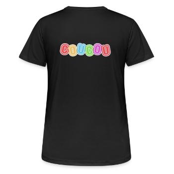 bonjour, coucou, politesse - T-shirt respirant Femme - noir - Dos - AI Model Female 172 light (172cm)