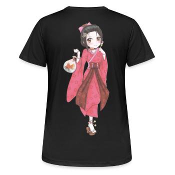 Manga - Frauen T-Shirt atmungsaktiv - Schwarz - Hinten - AI Model Female 172 light (172cm)