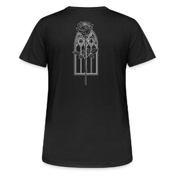 Rosace dans une fenêtre gothique - T-shirt respirant Femme - noir - Dos - AI Model Female 172 light (172cm)