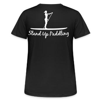 Stand Up Paddling - Frauen T-Shirt atmungsaktiv - Schwarz - Hinten - AI Model Female 172 light (172cm)