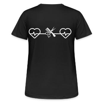 Herzschlag Friseur Friseurin Frisöse Hairstylist - Frauen T-Shirt atmungsaktiv - Schwarz - Hinten - AI Model Female 172 light (172cm)
