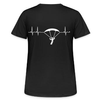Love Paragliding Fallschirmspringen EKG - Frauen T-Shirt atmungsaktiv - Schwarz - Hinten - AI Model Female 172 light (172cm)