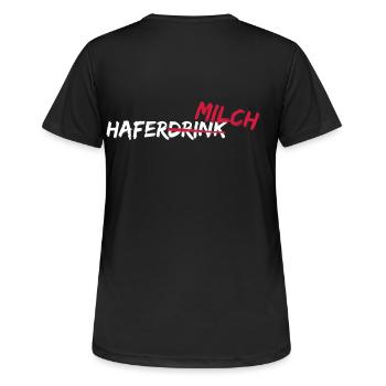 Haferdrink HaferMILCH Pflanzenmilch vegan veggie - Frauen T-Shirt atmungsaktiv - Schwarz - Hinten - AI Model Female 172 light (172cm)