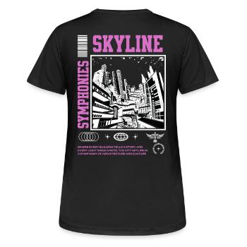 « Skyline Symphonies » Design streetwear - T-shirt respirant Femme - noir - Dos - AI Model Female 172 light (172cm)