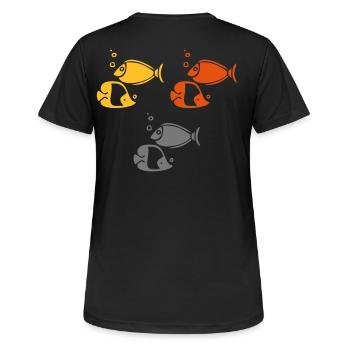 poissons de récifs coralliens - T-shirt respirant Femme - noir - Dos - AI Model Female 172 light (172cm)