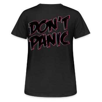 Dont Panic Don´t Panic | Farben änderbar - Frauen T-Shirt atmungsaktiv - Schwarz - Hinten - AI Model Female 172 light (172cm)