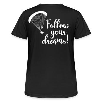 Follow your dreams - Frauen T-Shirt atmungsaktiv - Schwarz - Hinten - AI Model Female 172 light (172cm)