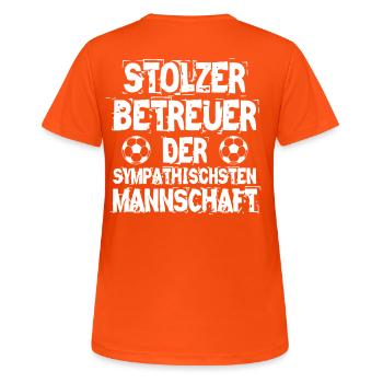 Betreuer Fußballmannschaft - Frauen T-Shirt atmungsaktiv - Neonorange - Hinten - AI Model Female 172 dark (172cm)