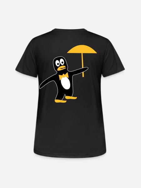 Pingouin avec parapluie dans les couleurs de votre choix - T-shirt respirant Femme - noir
