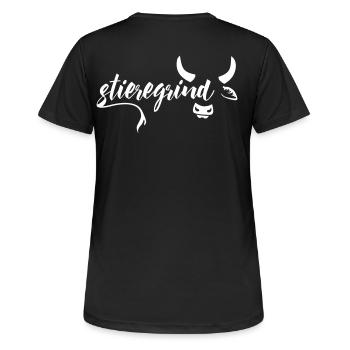 Schweiz Schweizerdeutsch Stieregrind! - Frauen T-Shirt atmungsaktiv - Schwarz - Hinten - AI Model Female 172 light (172cm)