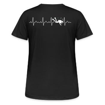 Scuba is my Hearbeat - Tauchen ist meine Leidensch - Frauen T-Shirt atmungsaktiv - Schwarz - Hinten - AI Model Female 172 light (172cm)