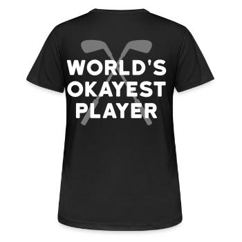 World's okayest player (überkreuzte Golfschläge) - Frauen T-Shirt atmungsaktiv - Schwarz - Hinten - AI Model Female 172 light (172cm)