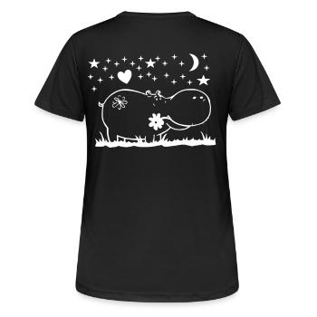 Nilpferd bei Nacht - Frauen T-Shirt atmungsaktiv - Schwarz - Hinten - AI Model Female 172 light (172cm)
