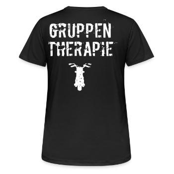 Gruppen Therapie Motorrad - Frauen T-Shirt atmungsaktiv - Schwarz - Hinten - AI Model Female 172 light (172cm)