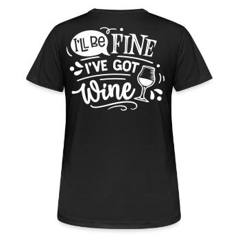 ICH HABE WEIN PARTIE ROTWEIN VINO LUSTIGES MOTIV - Frauen T-Shirt atmungsaktiv - Schwarz - Hinten - AI Model Female 172 light (172cm)