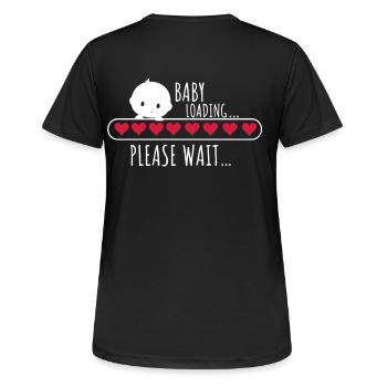 Baby is Loading in Arbeit Schwangerschaft Pregnant - Frauen T-Shirt atmungsaktiv - Schwarz - Hinten - AI Model Female 172 light (172cm)