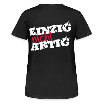 Unique Unique Drôle Artig Méchant Différent - T-shirt respirant Femme - noir - Dos - AI Model Female 172 light (172cm)