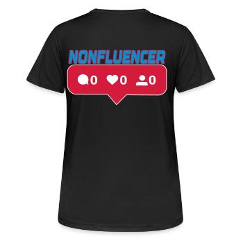 Nonfluencer | Farben änderbar - Frauen T-Shirt atmungsaktiv - Schwarz - Hinten - AI Model Female 172 light (172cm)