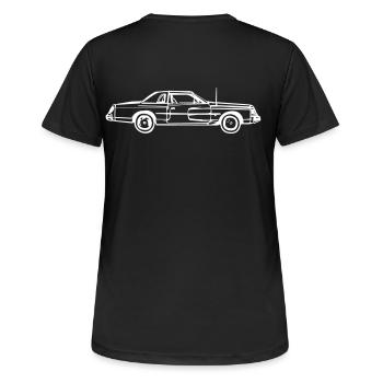 Langes Auto mit Antenne - Frauen T-Shirt atmungsaktiv - Schwarz - Hinten - AI Model Female 172 light (172cm)