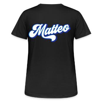 Matteo | Farben änderbar - Frauen T-Shirt atmungsaktiv - Schwarz - Hinten - AI Model Female 172 light (172cm)