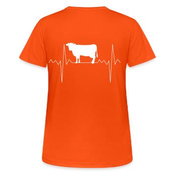 Rythme cardiaque vache vaches Cadeau - T-shirt respirant Femme - orange néon - Dos - AI Model Female 172 dark (172cm)