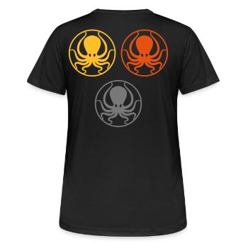 Tintenfisch - Frauen T-Shirt atmungsaktiv - Schwarz - Hinten - AI Model Female 172 light (172cm)