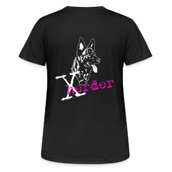 X- Herder pink - Frauen T-Shirt atmungsaktiv - Schwarz - Hinten - AI Model Female 172 light (172cm)