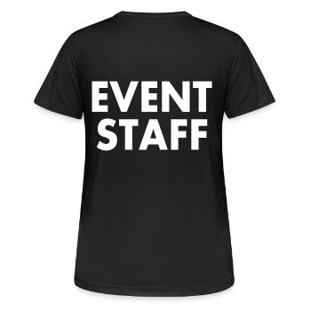 Event staff - Frauen T-Shirt atmungsaktiv - Schwarz - Hinten - AI Model Female 172 light (172cm)