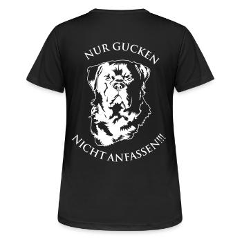 Rottweiler Nur gucken - Frauen T-Shirt atmungsaktiv - Schwarz - Hinten - AI Model Female 172 light (172cm)