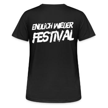 Festival - Frauen T-Shirt atmungsaktiv - Schwarz - Hinten - AI Model Female 172 light (172cm)