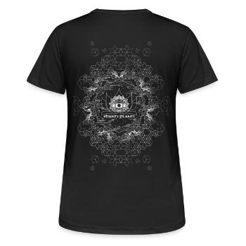 shanti planti imprimé organique au dos - T-shirt respirant Femme - noir - Dos - AI Model Female 172 light (172cm)