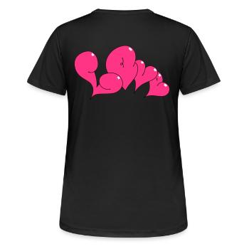 Love Bubble heart Style - Frauen T-Shirt atmungsaktiv - Schwarz - Hinten - AI Model Female 172 light (172cm)