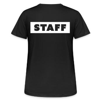 STAFF - Frauen T-Shirt atmungsaktiv - Schwarz - Hinten - AI Model Female 172 light (172cm)