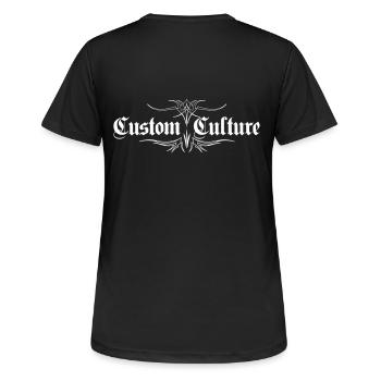 LOGO CUSTOM CULTURE weiß - Frauen T-Shirt atmungsaktiv - Schwarz - Hinten - AI Model Female 172 light (172cm)
