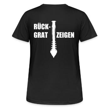 Rückgrat Zeigen - Frauen T-Shirt atmungsaktiv - Schwarz - Hinten - AI Model Female 172 light (172cm)