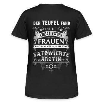 Kreative Tätowierte Ärztin - Frauen T-Shirt atmungsaktiv - Schwarz - Hinten - AI Model Female 172 light (172cm)