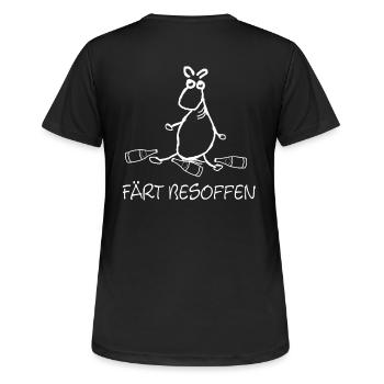 faert_besoffen_weiss - Frauen T-Shirt atmungsaktiv - Schwarz - Hinten - AI Model Female 172 light (172cm)