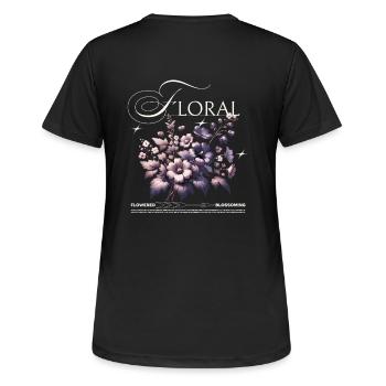 Floral floral design elegant - Women's Breathable T-Shirt - black - Back - AI Model Female 172 light (172cm)