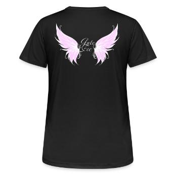 Gute Fee - Frauen T-Shirt atmungsaktiv - Schwarz - Hinten - AI Model Female 172 light (172cm)
