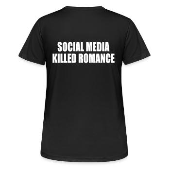 social media killed romance - Frauen T-Shirt atmungsaktiv - Schwarz - Hinten - AI Model Female 172 light (172cm)