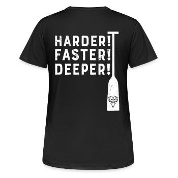 Drachenboot Paddel Härter! Schneller! Tiefer! Kanu - Frauen T-Shirt atmungsaktiv - Schwarz - Hinten - AI Model Female 172 light (172cm)