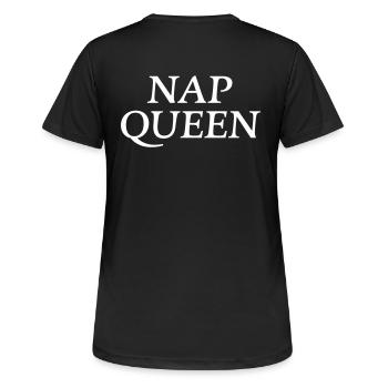 Nap Queen - Frauen T-Shirt atmungsaktiv - Schwarz - Hinten - AI Model Female 172 light (172cm)