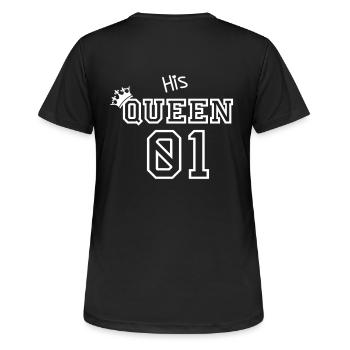 His Queen 01 - Frauen T-Shirt atmungsaktiv - Schwarz - Hinten - AI Model Female 172 light (172cm)