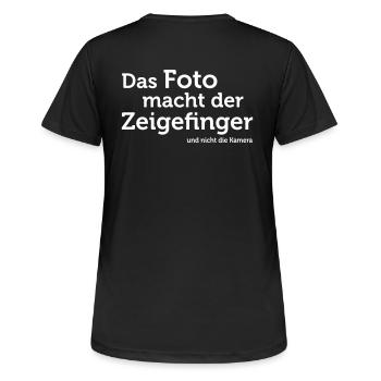 Das Foto macht der Zeigefinger - Frauen T-Shirt atmungsaktiv - Schwarz - Hinten - AI Model Female 172 light (172cm)