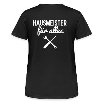 Hausmeister für alles - Frauen T-Shirt atmungsaktiv - Schwarz - Hinten - AI Model Female 172 light (172cm)