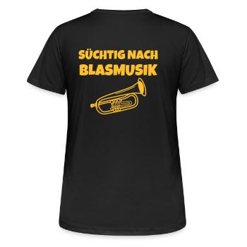 Süchtig nach Blasmusik - Frauen T-Shirt atmungsaktiv - Schwarz - Hinten - AI Model Female 172 light (172cm)